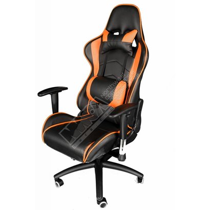 Cryo-PC Black and Orange Leather High Back Ergonomic Racing Style Swivel Gaming Chair