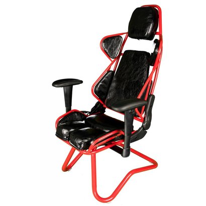 Cryo-PC Black and Red High Back Ergonomic Racing Style Gaming Chair with Sled Style Stand