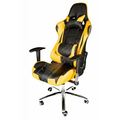 Black And Yellow Leather High Back Ergonomic Racing Style Swivel