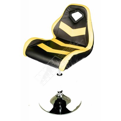 Cryo-PC Black and Yellow Leather Swivel Bar Chair