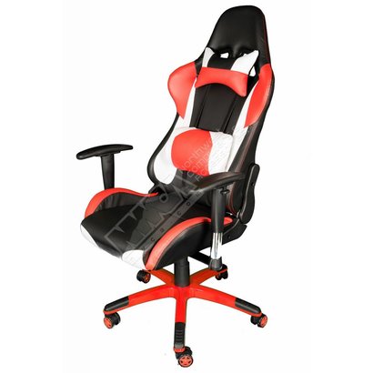 Cryo-PC Red, Black and White Leather High Back Ergonomic Racing Style Gaming Chair