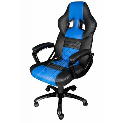 Cryo-PC Black and Blue Leather High Back Ergonomic Swivel Gaming Chair