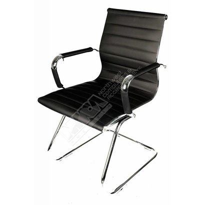Cryo-PC Black Leather Ergonomic Office Chair with Sled Style Stand