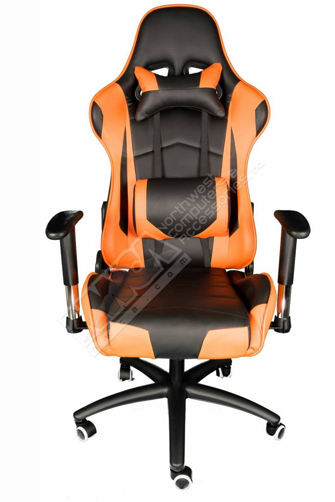 Orange and Black Leather High Back Ergonomic Racing Style ...