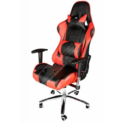 Cryo-PC Black and Red Leather High Back Ergonomic Racing Style Swivel Gaming Chair