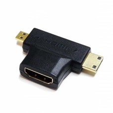 HDMI 2-in-1 T Adapter - HDMI Female to Mini HDMI Male and Micro HDMI Male Adapter