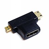 HDMI 2-in-1 T Adapter - HDMI Female to Mini HDMI Male and Micro HDMI Male Adapter