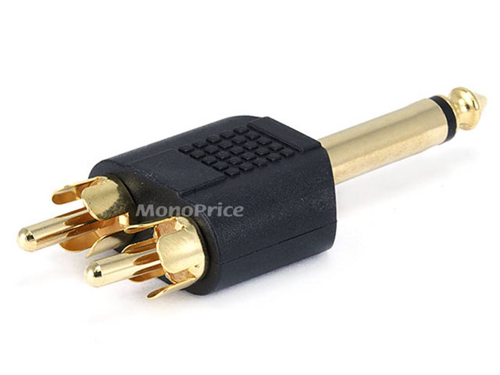 6.35mm (1/4 Inch) Mono Plug to RCA Jack Adaptor - Gold Plated