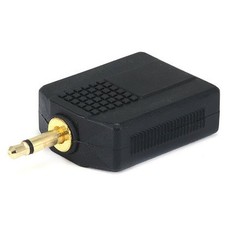 3.5mm Mono Plug to 2x 6.35mm (1/4) Inch Mono Jack Splitter Adaptor Gold Plated