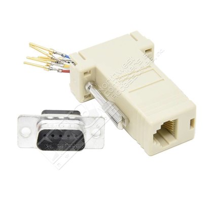 DB9 Male to RJ45 Female Modular Adapter, Ivory