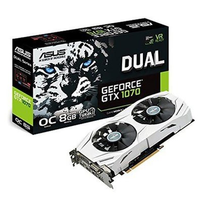 ASUS ASUS GeForce GTX 1070 O8GB Dual-fan OC Edition 4K/VR Ready Dual HDMI DP 1.4 Gaming Graphics Card (DUAL-GTX1070-O8G)