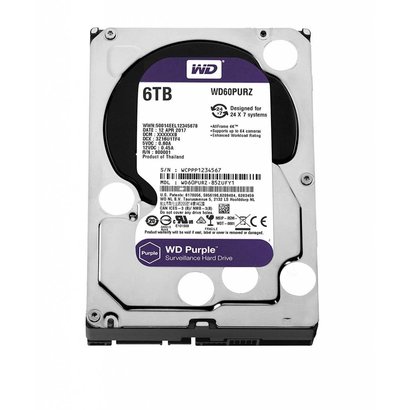 WD WD Purple 6TB Surveillance Hard Disk Drive - 5400 RPM Class SATA 6 Gb/s 128MB Cache 3.5 Inch - WD60PURZ