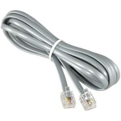 RJ11 (4C) Modular Telephone Cable Reverse, Silver (Choose Length)