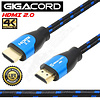 Gigacord Gigacord 2.0 HDMI Cable 18Gbps 4K HDR, 3D, 2160P, 1080P, Ethernet - 30AWG Braided 100% Copper w/ Audio Return(ARC), Black/Blue Braid (Choose Length)