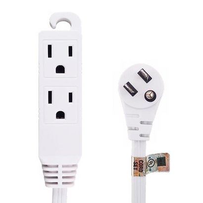 16/3 Grounded 3-Outlet Flat Angle Power Extension Cord White (6 - 12ft.)