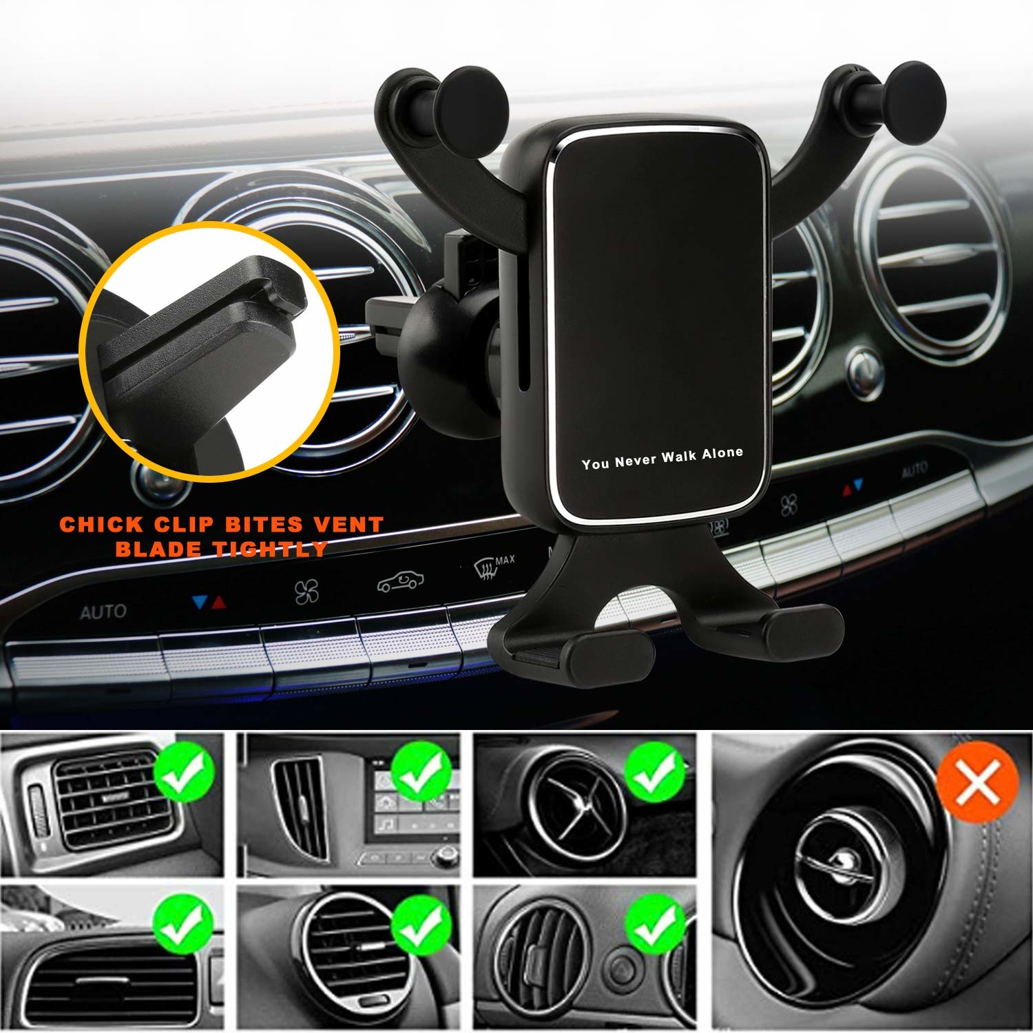 Cell Phone Holder for Car, Qelebet Gravity Auto Clamping Air Vent Car Phone  Mount Holder Compatible with iPhone Xs MAX/XS/X/8/7/6/Plus, Samsung  S9/S8/S7/Plus, LG, HTC and More(Black) - NWCA Inc.
