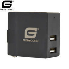 Gigacord Gigacord 2-Port USB 3.1A Wall Charger, Foldable Plug, Black