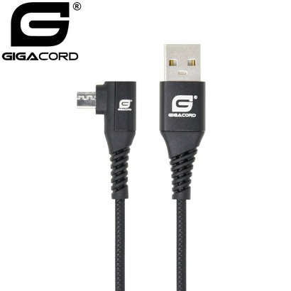 Gigacord Gigacord 3Ft. Landscape Right Angle USB Micro Cable, Rubber Molding Black Snakeskin