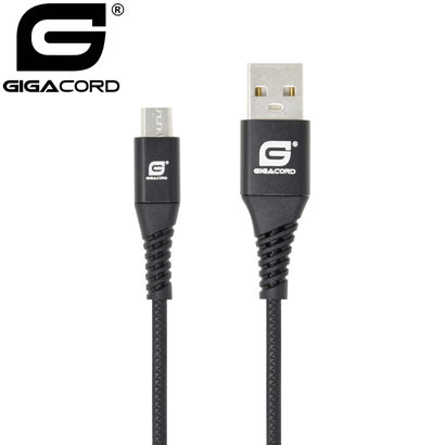 Gigacord Gigacord 3Ft Straight USB-A to USB Micro Cable, Rubber Molding Black Snakeskin