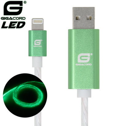 Gigacord Gigacord iPhone LED Flowing Cable, Green (Choose Length)
