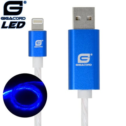 Gigacord Gigacord iPhone LED Flowing Cable, Blue (Choose Length)