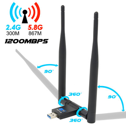 USB AC1200 Wireless Adapter 5DBi Antenna