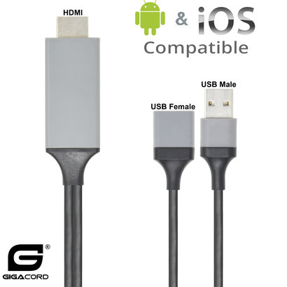 Gigacord 3in1 to HDMI Adapter Digital AV to HDMI 1080P Cable (Choose Color)