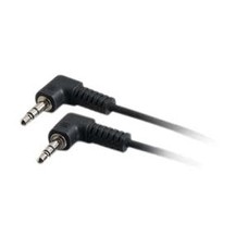 6 Foot Stereo Audio Cable, 90 Degree 3.5mm Male Male, Black, Straight