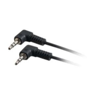 6 Foot Stereo Audio Cable, 90 Degree 3.5mm Male Male, Black, Straight