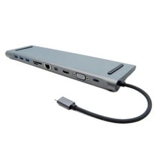 Hdmi станция. Хаб с FIREWIRE Type c. USB-C Slim. Док станция с Type-c на HDMI/rj45/USB 3.0x4/USB 3.1/SD/TF/Audio/PD 3.0 Fixtor ot-9199 12в1 серая. USB-C док станция RJ-45.