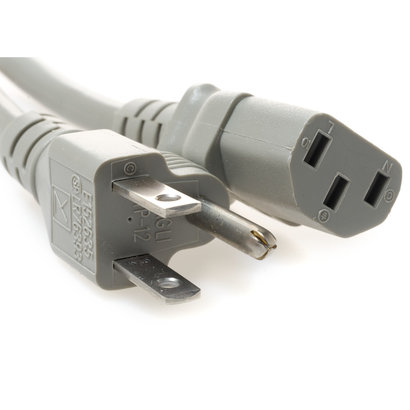 Power Cord Cable NEMA 5-15P to IEC-320 C13, Gray