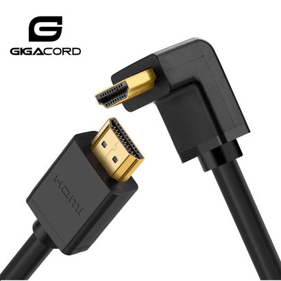 Gigacord Gigacord Basics 6Ft Right Angle (90 Degree Elbow) High Speed HDMI 1.4 Cable with Ethernet, Lifetime Warranty, Black