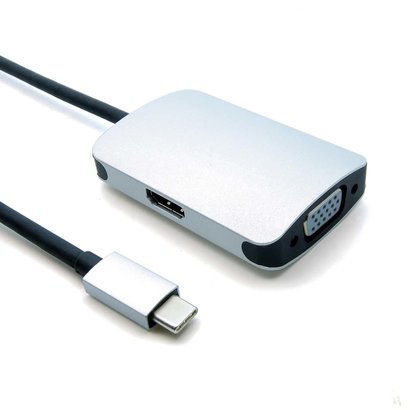 USB-C Male to VGA Female +HDMI Female Adapter
