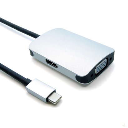 USB Type C Male to VGA Female +HDMI Female Adapter