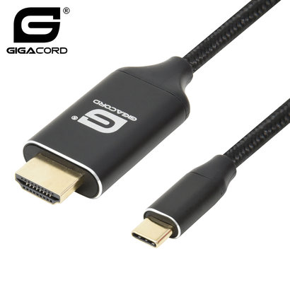 Gigacord USB C USB-C Type-C Male to HDMI Male Cable 4K 60Hz Braided with Metal Connectors, Black (Choose Length)