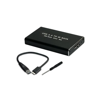 USB 3.0 to MSATA SSD Enclosure Adapter Cable, Small Aluminum Black Box