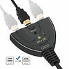 3 Port 3x1 HDMI Switch with Built-in HDMI 20cm Cable, Black, Non Powered