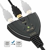 3 Port 3x1 HDMI Switch with Built-in HDMI 20cm Cable, Black, Non Powered