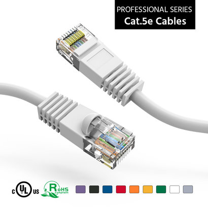 CAT5e Patch Cable White 7 ETL Verified Booted RJ45 Connectors ROHS compliant 24AWG CAT5e Patch Cable White 7 ETL Verified Booted RJ45 Connectors ROHS compliant 24AWG