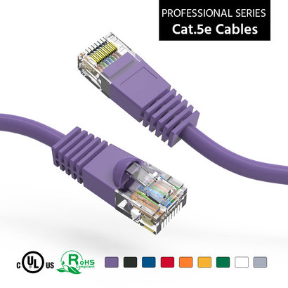 Cat5e UTP Ethernet Network Booted Cable 24AWG Pure Copper, Purple (Choose Length)