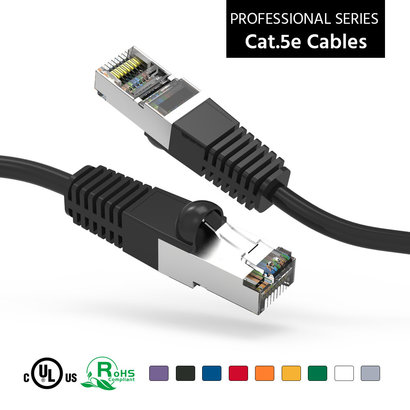 Cat5E Shielded (FTP) Ethernet Network Booted Cable Black (Choose Length)