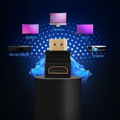 270-Degree Right Angle VGA Extender - Male To Female Video Adapter For Tight Spaces