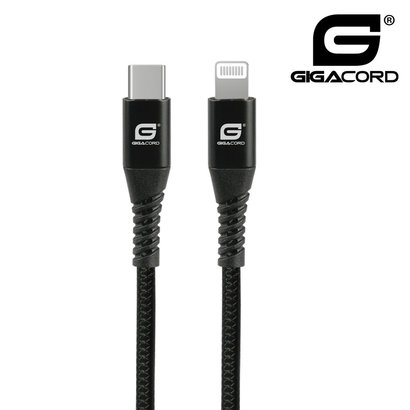 Gigacord Gigacord 6Ft USB Type-C to Lightning Cable, PD Fast Charging Cable, Black Snakeskin