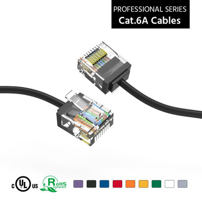 Gigacord Cat6A UTP Super-Slim Ethernet Network Cable 32AWG Black (Choose Length)