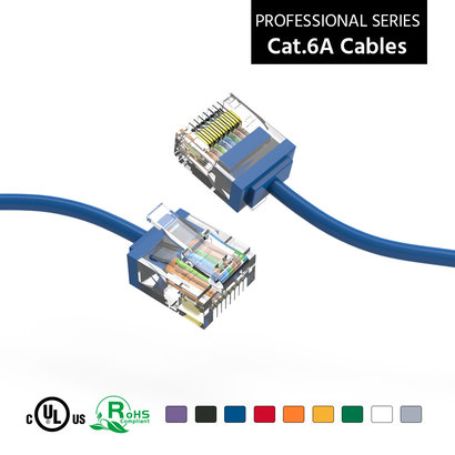 Gigacord Cat6A UTP Super-Slim Ethernet Network Cable 32AWG Blue (Choose Length)