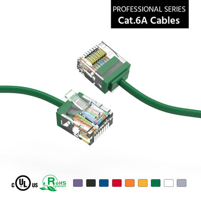 Gigacord Cat6A UTP Super-Slim Ethernet Network Cable 32AWG Green (Choose Length)