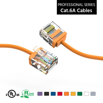 Gigacord Cat6A UTP Super-Slim Ethernet Network Cable 32AWG Orange (Choose Length)