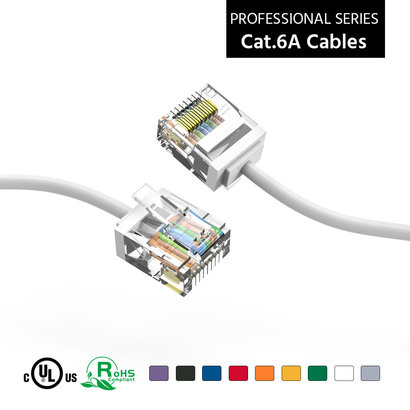Gigacord Cat6A UTP Super-Slim Ethernet Network Cable 32AWG White (Choose Length)