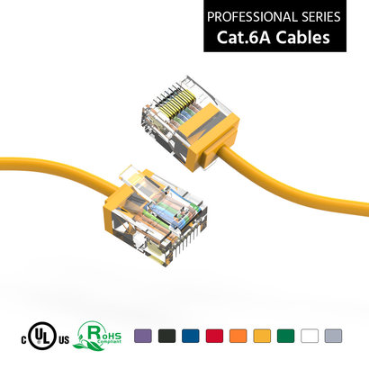 Gigacord Cat6A UTP Super-Slim Ethernet Network Cable 32AWG Yellow (Choose Length)