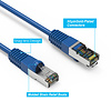 Gigacord Cat7 Shielded (SSTP) 600MHz Ethernet Network Booted Cable Blue (Choose Length)